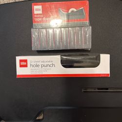 Tape Dispenser And  3 Hole Punch 