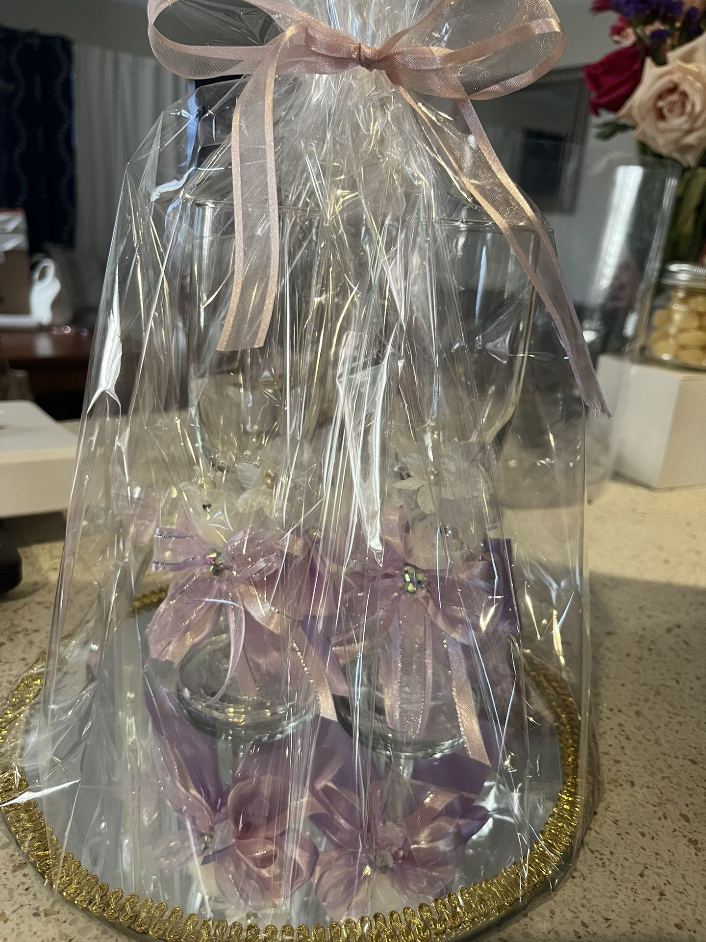 Toasting Glasses With Mirror Plate.