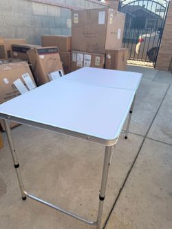 Monoprice Portable Foldable Camping Table, White Top, Metal Frame…