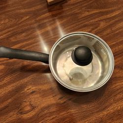 Stainless Steel 2 Qt Saucepan w/ Glass Lid, Long Black Handle