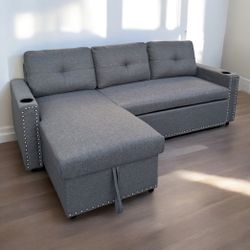 GREY SECTIONAL COUCH /  BED 