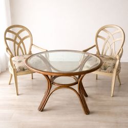 🌴 Hawaiian-Style Glass Table + Chairs Set 🌴 