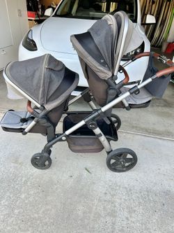 Silver Cross Wave Double Stroller w/ Bassinet Attachment