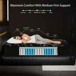 12 inch Full Size Mattress, Memory Foam Individual Pocket Springs Hybrid Mattress in a Box