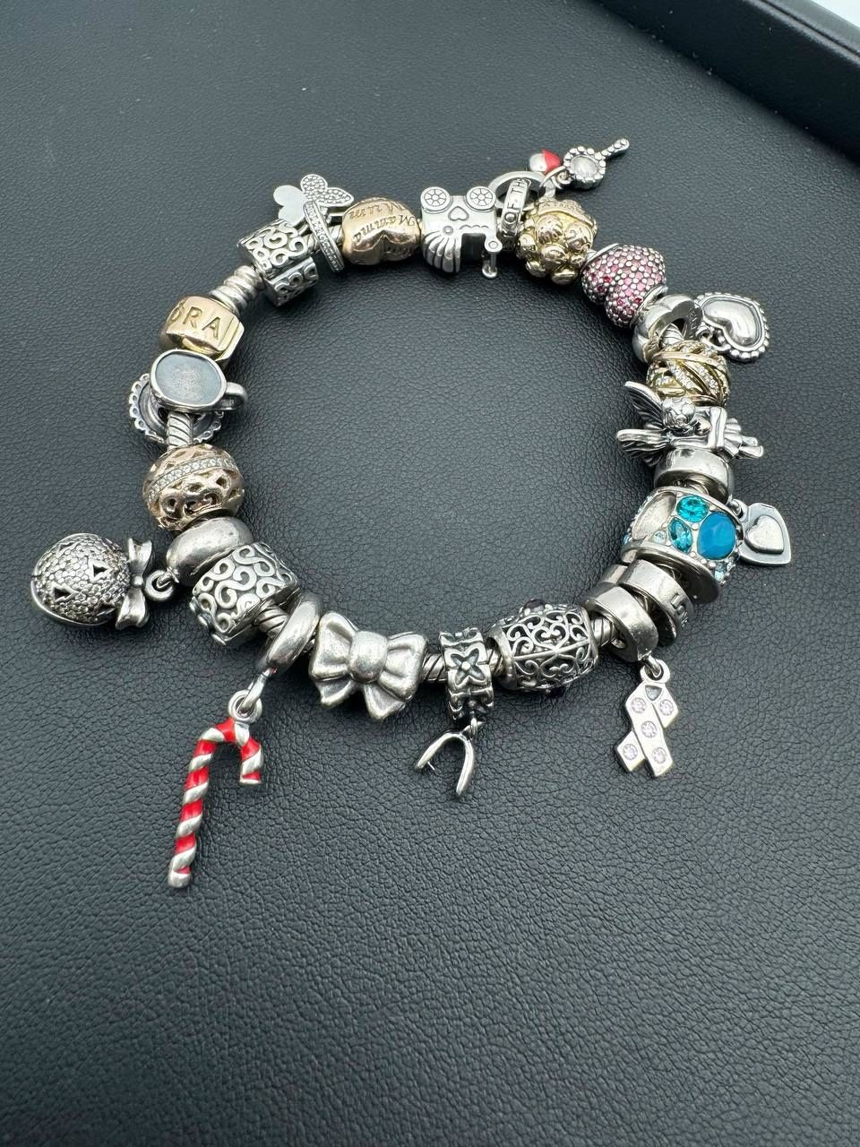 Pandora 925 sterling silver gold 7.5β charm bracelet with 22 charms