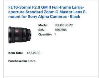 FE 16-35mm F2.8 GM II Full-frame Large