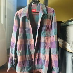 Supreme 21AW Plaid Flannel Shirt Large Cotton Multi Color