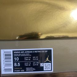 Jordan 3 “Tenaya Taylor- Concrete Rose” - Size W10, M8.5