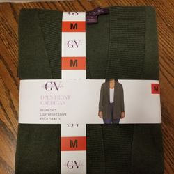 NEW with TAGS Gloria Vanderbilt open Front Cardigan Medium  Green 