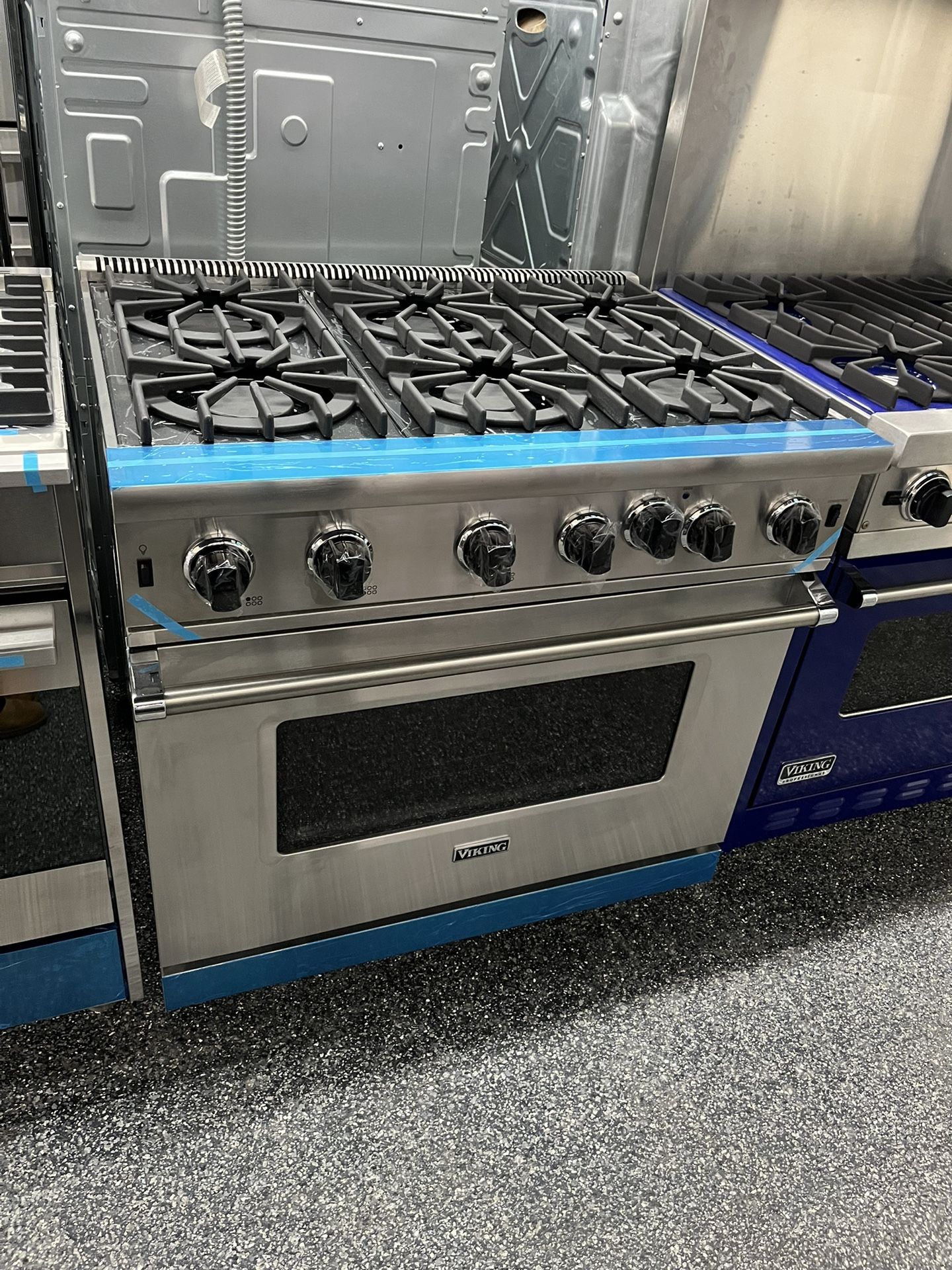 Stainless Steel Viking 36” Wide Gas Range Stove Convection