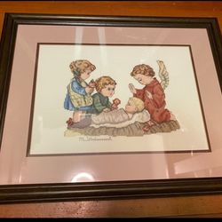 Silent Night Hummel Cross Stitch Framed Wall Art