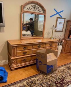 Dresser with mirror and side tables