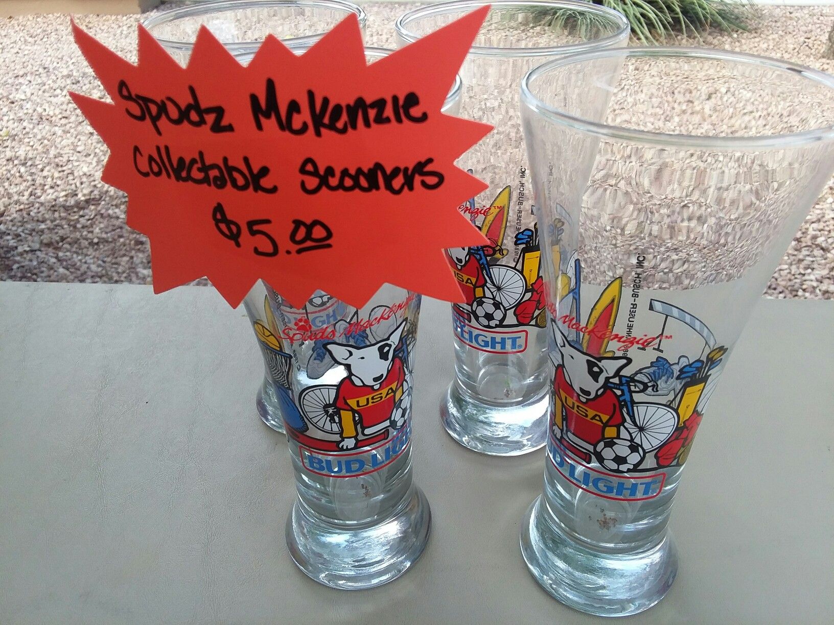 Collectable Spuds McKenzie glasses