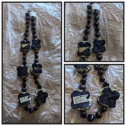 Beaded Graduation Money Lei With Black Flowers