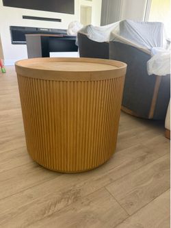 Light Tone Round End Tables — Set of 2 | $900
