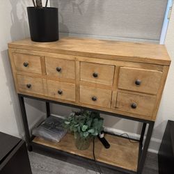 Solid Wood & Metal Console Table – 6 Drawer Storage (Excellent Condition)