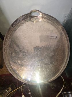 Large Sheffield Silver plate Edwardian gallery serving tray 23x18x4"