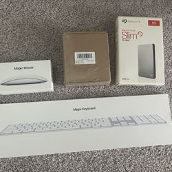 Apple Keyboard, Mouse, Hard Drive & Charger