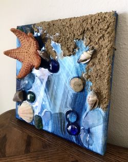 Hand-made Beach Art, Starfish 8” X 8”