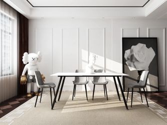 62.9" Dining Table With Sintered Stone Table Top And Metal Legs, Modern Kitchen Table For Living Room, Dining Room,Home And Office, White Table Matte 
