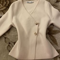 Vintage Zara cream knit gold button cardigan sweater Size 28 Brand New