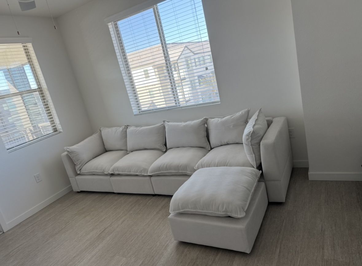 Cream white L shape Sofa