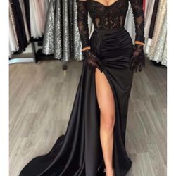 Sheath Sweetheart Long Sleeves Appliques Lace Sweep Train Elastic Woven Satin Corset Dress