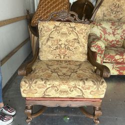 Oversized Antique Upholstery French Lounge Chairs
