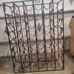 Steel & Leather Wine/ Bottle Rack, 42 Bottles