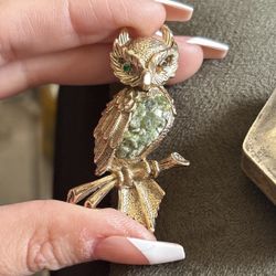 2 Vintage Owl Brooches And 1 Vintage Owl Pendant 