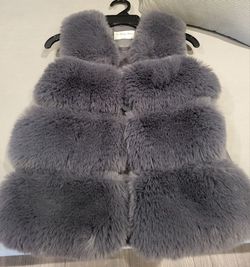 Gray Fur Sleeveless Vest