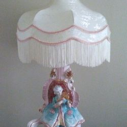 Two Capodimonte-style Porcelain Figurines Lamps & Shades