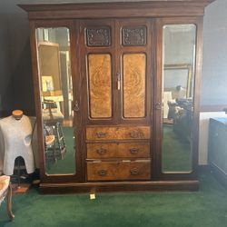 Antique Edwardian Walnut Armoire