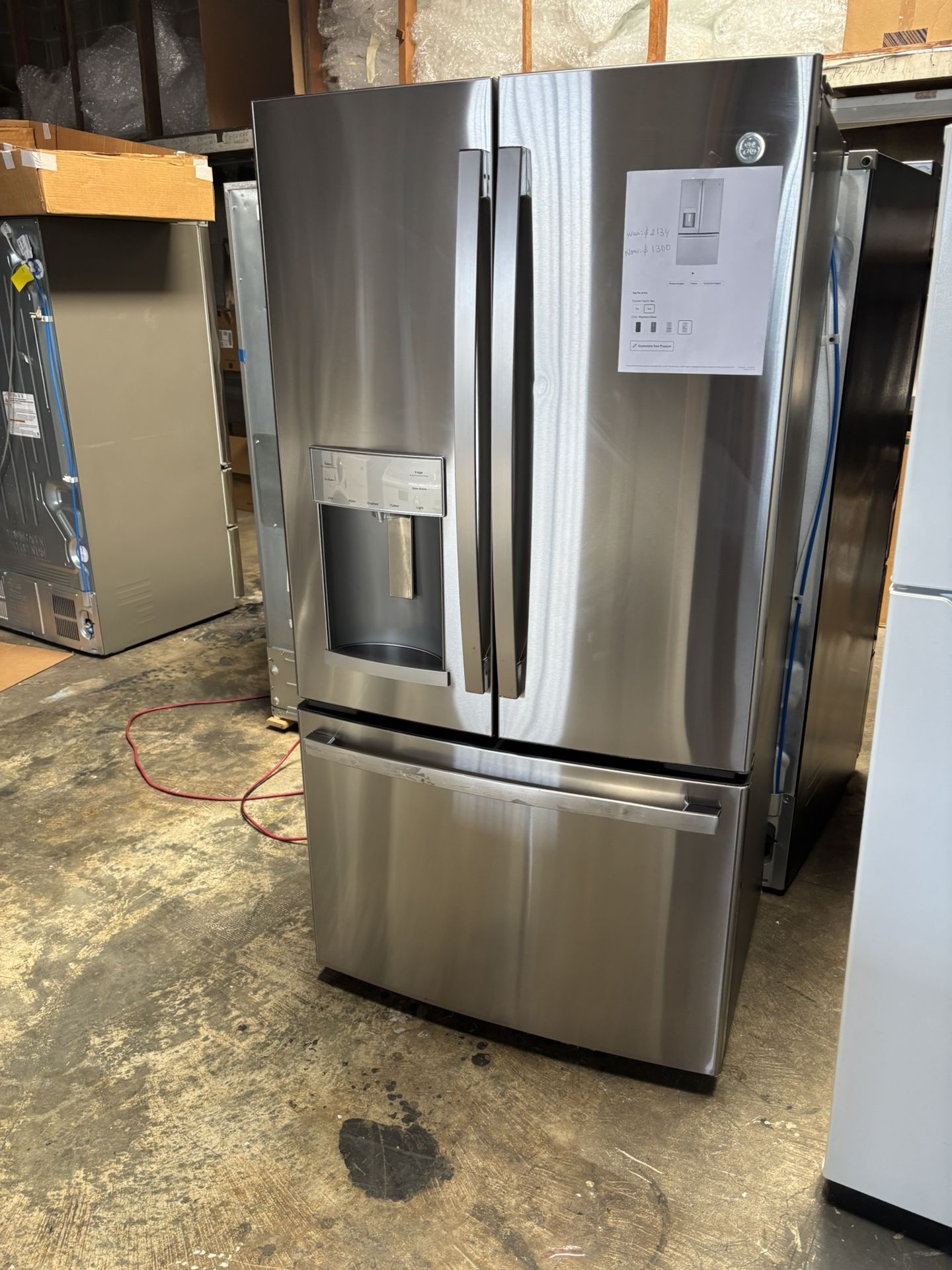 New GE ENERGY STAR 22.1 Cu. Ft. Counter-Depth Fingerprint Resistant French-Door Refrigerator Model #:GYE22GYNFS