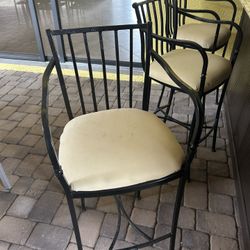 Three Wrought Iron Bar Stools