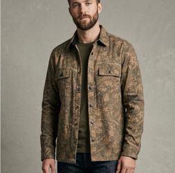 Nomad Craft+Flow Shacket Men's Leaf Camo OG Canvas Brown Button Front Size L