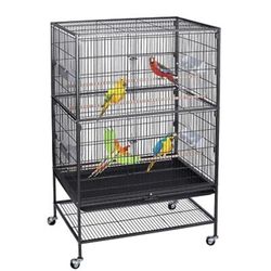 52" Wrought Iron Bird Cage Large Flat Top Parrot Cockatiel Cage  W/Rooling Stand