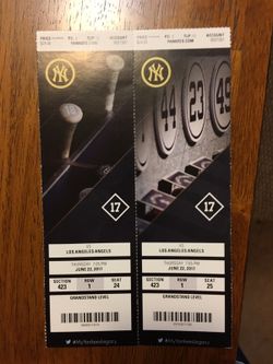 Yankee tickets for tonight. Both tickets. $20 bucks!!! Pick up in bay ridge