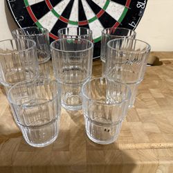 8 Clear Ribbed Stackable Glasses