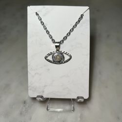 Rutilated Quartz Eye Choker Sterling Silver 15” 