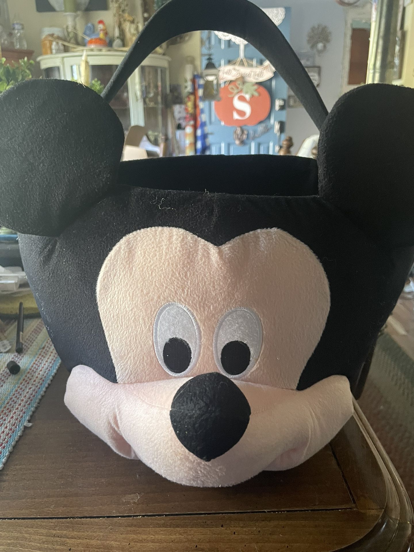 Jumbo Disney Mickey Mouse & Jumbo Spiderman Plush Basket With Handles.. Great for Halloween or Easter Basket