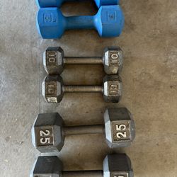 Dumbbells Free Weights 25 10 8 Lbs Pounds