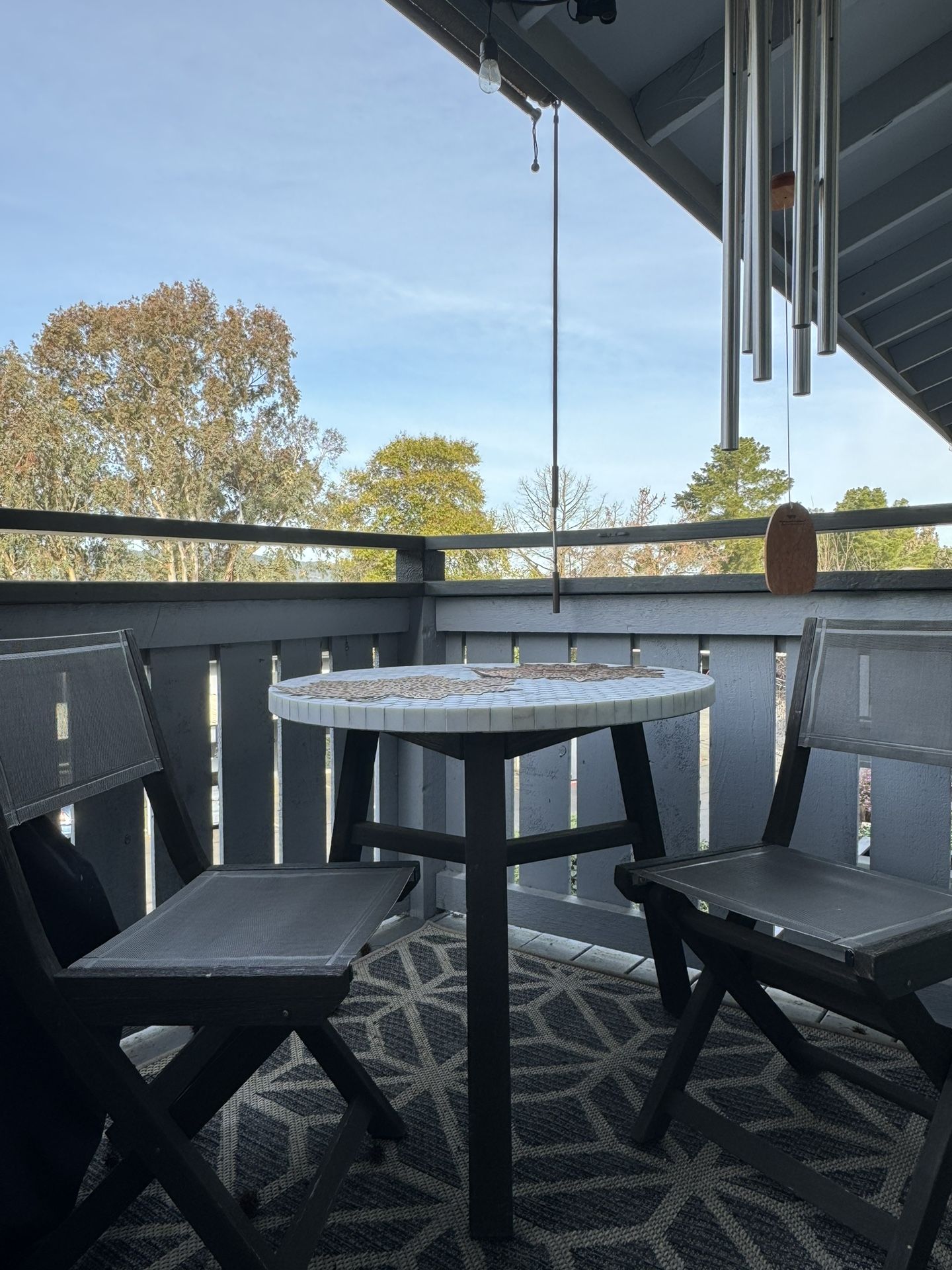 Marble top Patio Table and Foldable Chairs