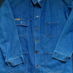 Vintage Prison Blues Denim Jean Yard Chore Coat Jacket Made In Oregon USA Pen Yarda XL