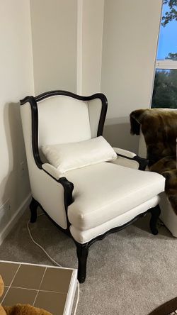 Pair Vintage  Wingback white Chairs with Upholstery
