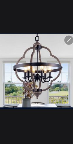 6-light modern farmhouse open-cage globe chandelier
