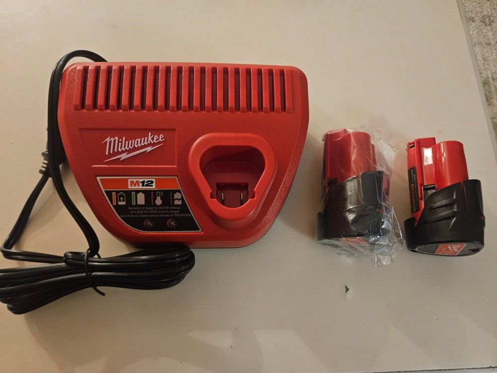 Milwaukee M12 Charger + Batteries