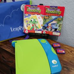 Vintage Frog LeapPad Learning System Lot 2 Books & Cartridges Carry Case ■Tested