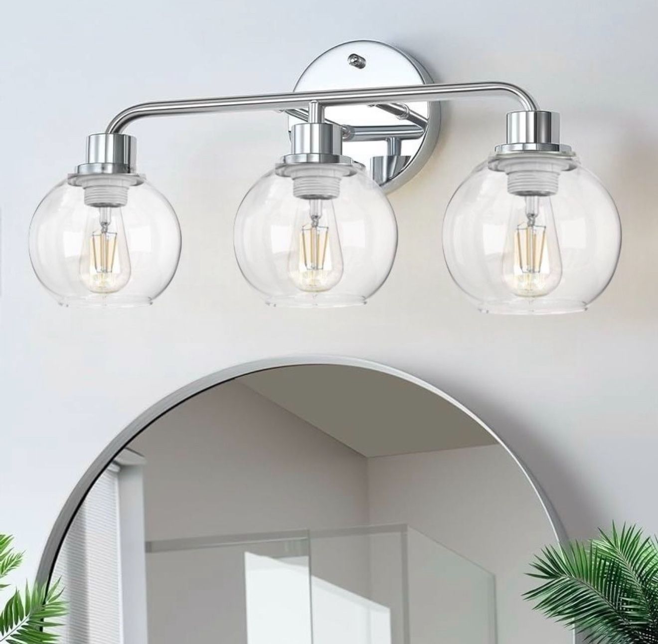 Chrome Vanity Light Silver 3 Light Modern Wall Sconce