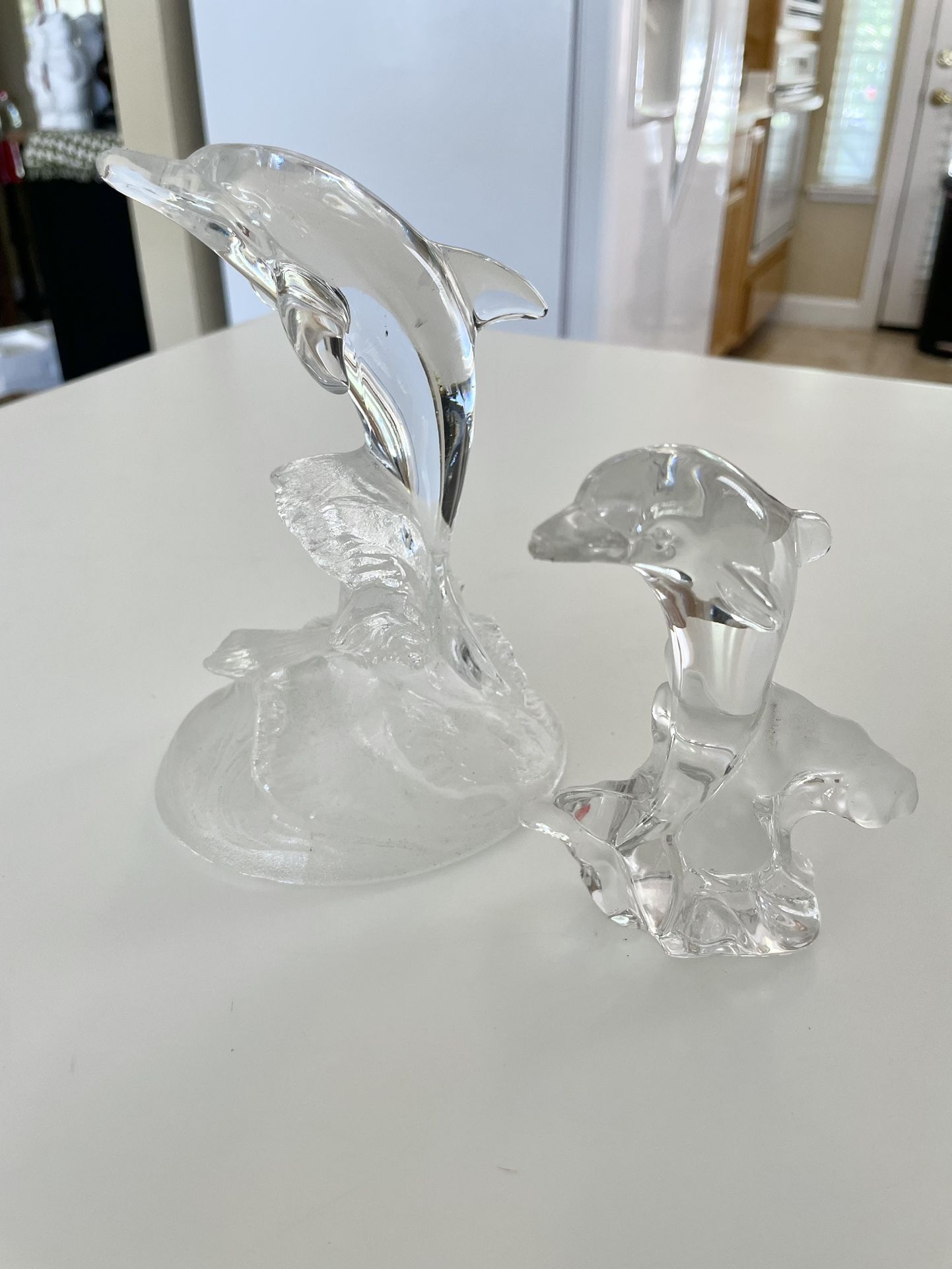 Dolphin Figurines Statue Ocean Sculptures. The Smaller One Is Lenox There Are No Markings On The Larger One. Sold As A Set